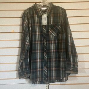 Keren Hart Plaid Button Down Shirt Extra Large XL Long Sleeve Career